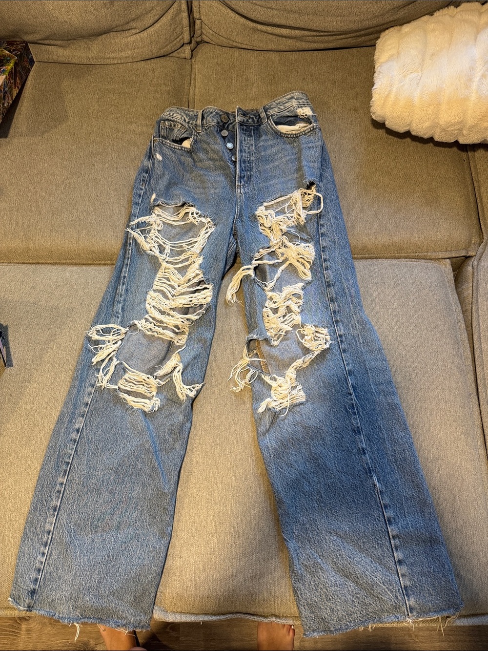 Garage Distressed Light Blue Ripped Jeans